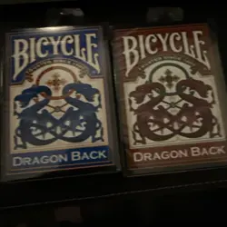 Set Of 2 Bicycle Dragon Back Playing Cards - Red & Blue Sealed New - Image 1