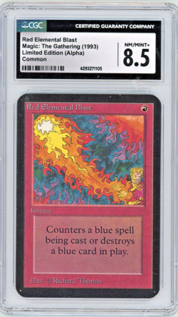 1993 MTG LIMITED EDITION ALPHA Common Red Elemental Blast CGC 8.5 NM/MT+ - Image 1