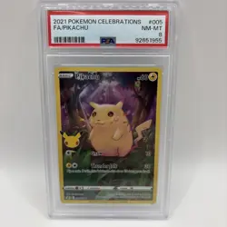 2021 Pokemon Celebrations Pikachu FA 005/025 PSA 8 NM-MT – Full Art - Image 1