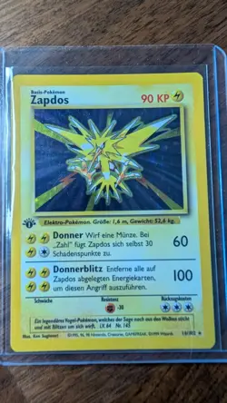 1999 Pokemon German Zapdos Holo German 1st Edition #16/102 MP - Image 1
