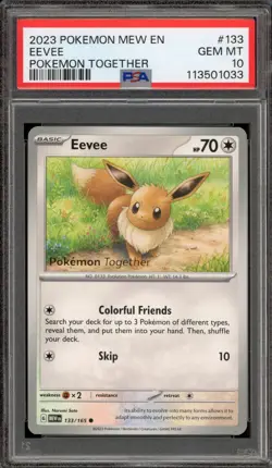 Pokemon Eevee Pokemon Together 151 MEW EN #133 PSA 10 Gem Mint - Image 1