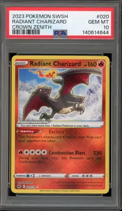 Pokemon Radiant Charizard Crown Zenith Holo Rare #020 PSA 10 Gem Mint - Image 1