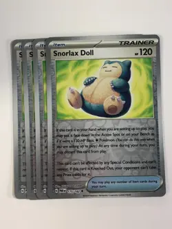 Pokemon TCG Paradox Rift 4x Playset Reverse Holographic Snorlax Doll 175/182 NM - Image 1
