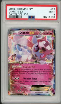 2016 Pokemon XY Fates Collide Diancie EX #72 PSA 9 - Image 1