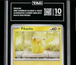Pokemon Pikachu 2025 Illustration Contest #214 Black Star Promo Tag 10 Gem Mint - Image 1