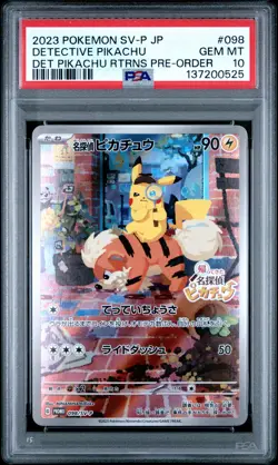 2023 POKEMON JPN SV-P PROMO #098 DETECTIVE PIKACHU PSA 10 - Image 1