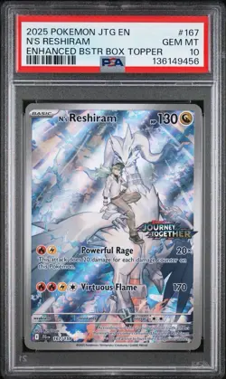 2025 Pokemon Journey Together N'S Reshiram Box Topper PSA 10 - Image 1