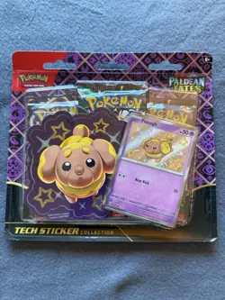 Pokemon TCG Paldean Fates Tech Sticker Collection - 3 Packs SEALED - Fidough - Image 1