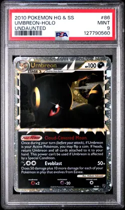 Umbreon Prime 86/123 Heartgold & Soulsilver Undaunted Holo Pokemon PSA 9 *560 - Image 1