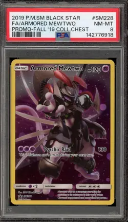 Pokemon Armored Mewtwo Fall '19 Collectors Chest Full Art Promo SM228 PSA 8 - Image 1