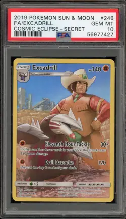 Pokemon Excadrill Cosmic Eclipse Secret Rare Full Art #246 PSA 10 Gem Mint - Image 1
