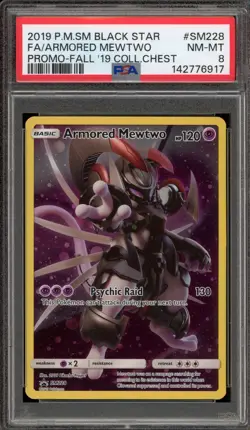 Pokemon Armored Mewtwo Fall '19 Collectors Chest Full Art Promo SM228 PSA 8 - Image 1