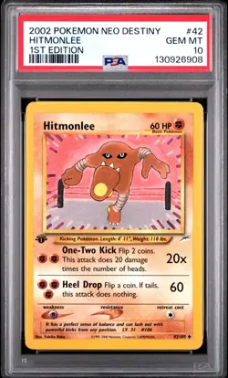 Pokemon Hitmonlee 42/105 1st Edition Uncommon Neo Destiny PSA 10 GEM MINT - Image 1