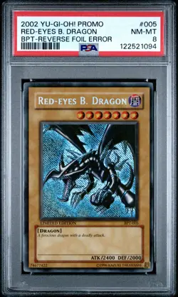 2002 YU-GI-OH! PROMO BPT-COLLECTOR'S TINS #005 RED-EYES B. DRAGON PSA 8 - Image 1