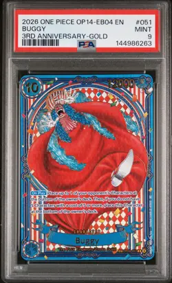 Buggy OP09-051 3rd Anniversary Gold Parallel SP One Piece PSA 9 *263 - Image 1
