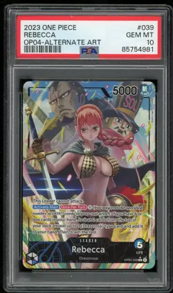 One Piece CCG Rebecca Alternate Art Kingdoms of Intrigue OP04-039 PSA 10 GM - Image 1