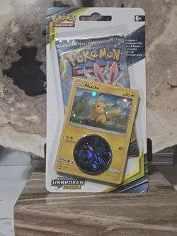 Pokemon Sun & Moon Unbroken Bonds Coin, Pikachu Card Blister Pack Factory Sealed - Image 1