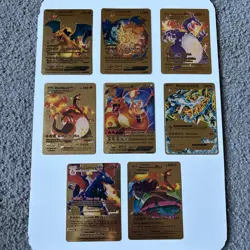 Set Of 8 Pokemon Gold Foil Fan Art Cards (Charizard) - Image 1