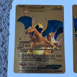 Set Of 8 Pokemon Gold Foil Fan Art Cards (Charizard) - Image 2