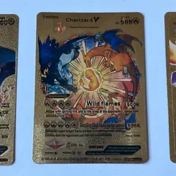Set Of 8 Pokemon Gold Foil Fan Art Cards (Charizard) - Image 3
