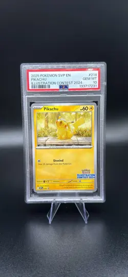 Pikachu SVP 214 Pokemon Illustration Contest Promo 2024 English PSA 10 - Image 1