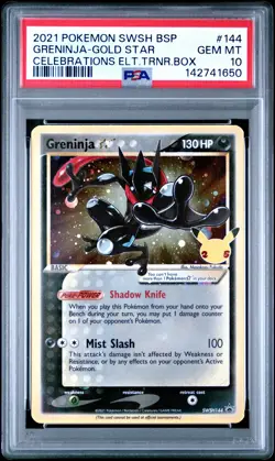2021 POKEMON SWSH BLACK STAR PROMO #144 GRENINJA-GOLD STAR PSA 10 - Image 1