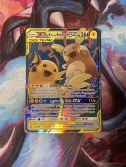 Raichu & Alolan Raichu GX 54/236 SM Unified Minds TAG TEAM Holo NM Pokemon 2019 - Image 1