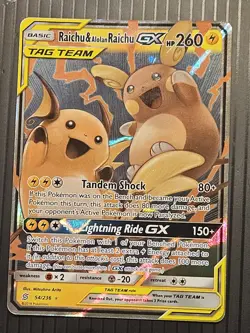 Raichu & Alolan Raichu GX 54/236 Tag Team Pokemon Sm-Unified Minds Holo - Image 1
