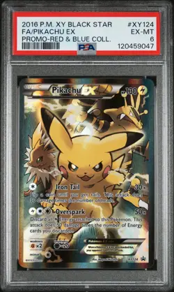 2016 POKEMON XY BLACK STAR PROMO RED & BLUE COLL FULL ART/PIKACHU EX PSA 6 - Image 1