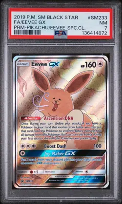 2019 POKEMON SM BLACK STAR PROMO #SM233 FULL ART/EEVEE GX PSA 7 - Image 1