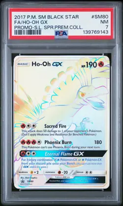 2017 POKEMON SM BLACK STAR PROMO #SM80 FULL ART/HO-OH GX PSA 7 - Image 1