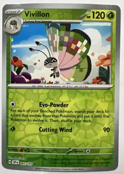 Pokemon Vivillon - Reverse Holo Uncommon SV: Surging Sparks 007/191 - Image 1