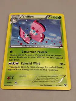 Vivillon 17/146 XY Base Set Holo Rare Meadow Pink 2014 Pokemon LP - Image 1