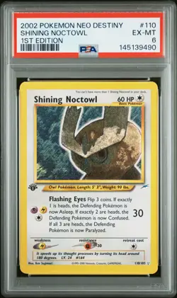 2002 POKEMON NEO DESTINY 1ST ED #110 SHINING NOCTOWL PSA 6 - Image 1