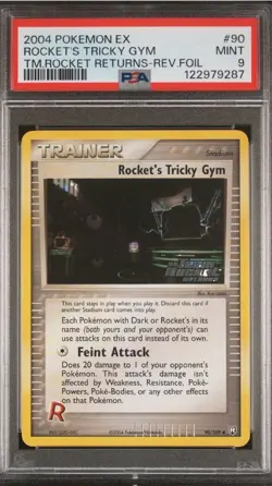 Pokemon Rocket's Tricky Gym 2004 EX Team Rocket Returns Reverse Holo #90 PSA 9 - Image 1