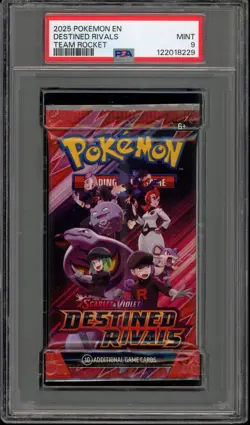 Pokemon Destined Rivals Team Rocket Sealed Booster Pack PSA 9 Mint - Image 1