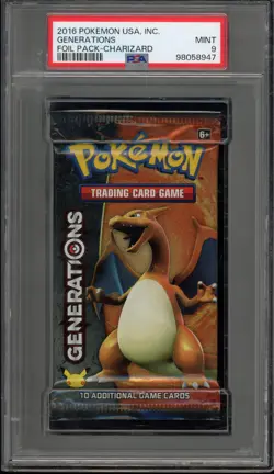 Pokemon XY Generations Charizard Art Sealed Booster Pack DAMAGED SLAB PSA 9 - Image 1