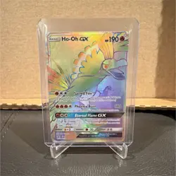 Pokemon Ho-Oh GX SM80 Rainbow Rare Sun & Moon Black Star Promo VG - Image 1