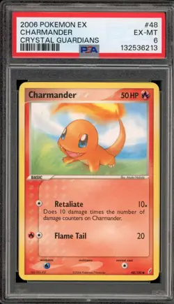 Pokemon Charmander EX Crystal Guardians #48 PSA 6 - Image 1