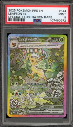Pokemon Leafeon ex Prismatic Evolutions Special Illustration Rare #144 PSA 9 - Image 1