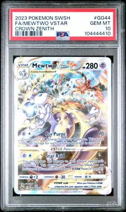 2023 POKEMON SWORD & SHIELD CROWN ZENITH #GG44 FULL ART/MEWTWO VSTAR PSA 10 - Image 1