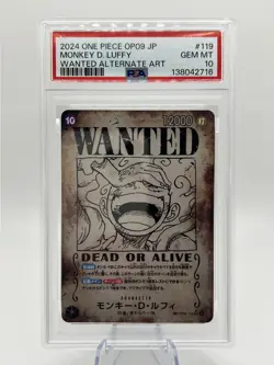 2024 One Piece OP05 #119 Monkey D. Luffy Wanted Alt Art PSA 10 GEM MINT Japanese - Image 2