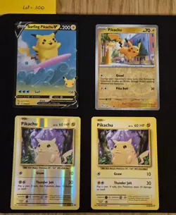 Lot of -4 Pikachu Pokemon Cards - Celebrations-Paldea Evolved -Evolutions Lot100 - Image 1