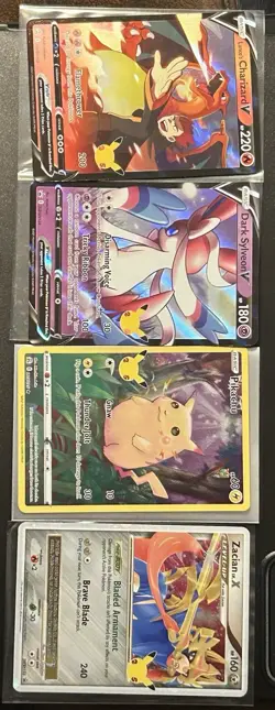 Pokemon Celebrations Holo Lot Charizard Sylveon Pikachu Zacian 4 Cards - Image 1