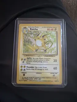 Pokemon TCG Raichu Base Set Holo Rare 14/102 1999-2000 Wizards Card - Image 1