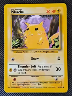 Pikachu 58/102 Yellow Cheeks Base Set Non-Holo Pokemon Card NICE CARD! - Image 1
