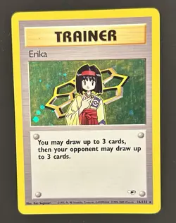 Pokemon TCG Erika Trainer Card 16/132 Holo Rare Gym Heroes - Image 1