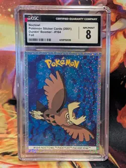 Pokemon Noctowl Sticker Cards Dunkin Boomer Foil Prism 164 Cgc 8 - Image 1