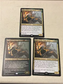 3 x mtg Baba Lysaga Night Witch, 1 is etched foil, Baldur's Gate, unplayed - Image 1
