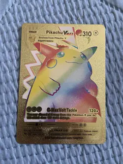 Pokemon Card Rainbow Pikachu VMAX Full Art Gold Foil Fan Art Mint - Image 1